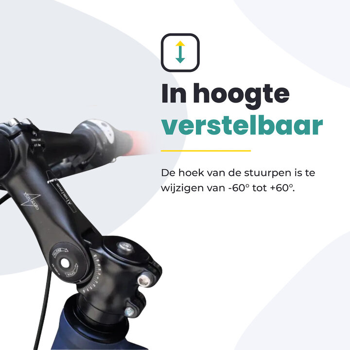 Voltano A-Head Verstelbare Stuurpen Voorbouw – 1-1/8” 28,6 / 130 mm / 31,8 mm – Zwart - º60 graden Verstelbaar - Stuur Verhoger