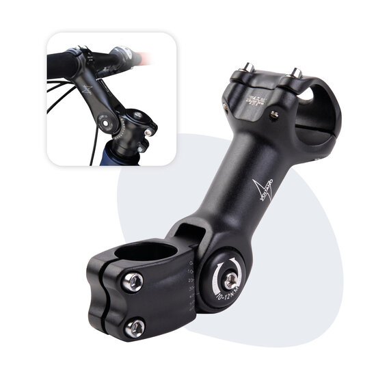 Voltano A-Head Verstelbare Stuurpen Voorbouw – 1-1/8” 28,6 / 130 mm / 31,8 mm – Zwart - º60 graden Verstelbaar - Stuur Verhoger