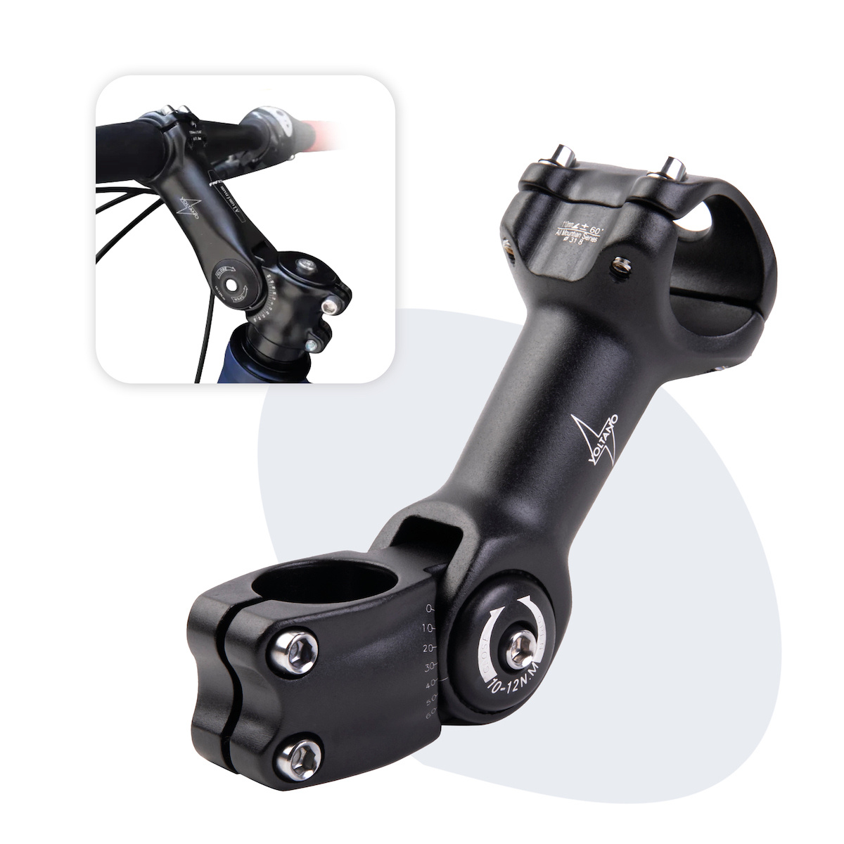 Voltano A-Head Verstelbare Stuurpen Voorbouw – 1-1/8” 28,6 / 130 mm / 31,8 mm – Zwart - º60 graden Verstelbaar - Stuur Verhoger