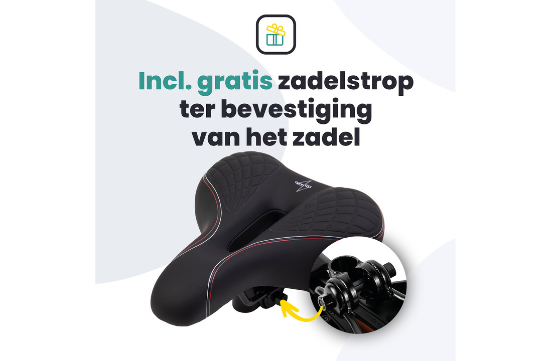 Voltano Zen Fietszadel Met Antislip Gelpads - Zwart / Rood