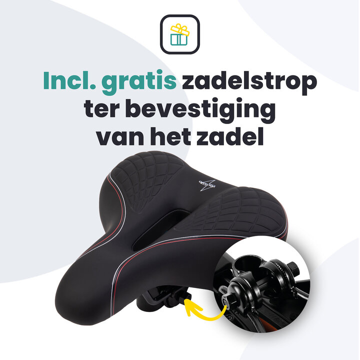Voltano Zen Fietszadel Met Antislip Gelpads - Zwart / Rood
