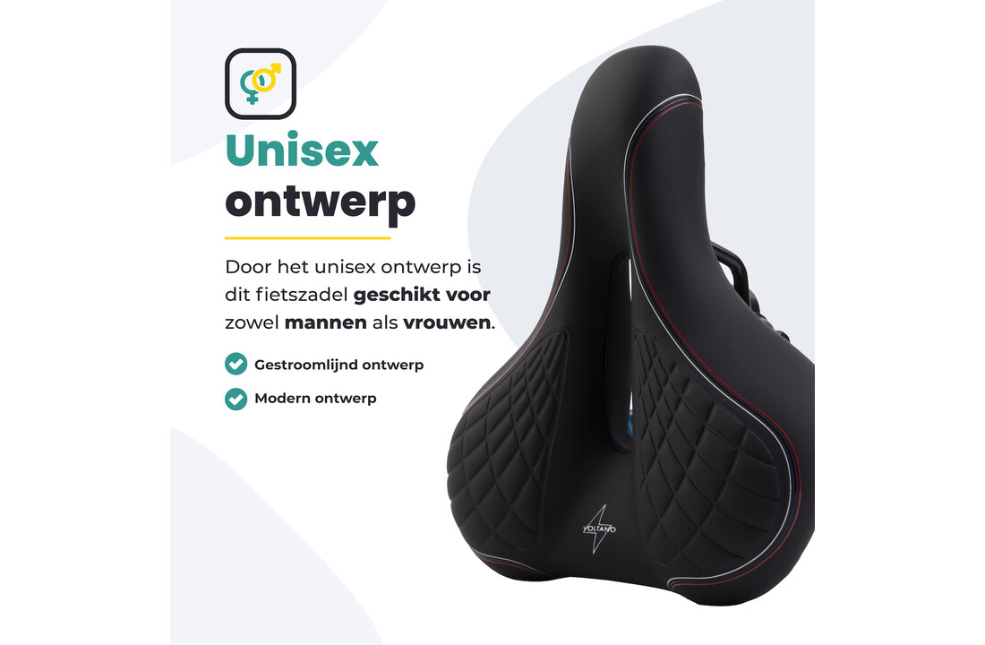 Voltano Zen Fietszadel Met Antislip Gelpads - Zwart / Rood