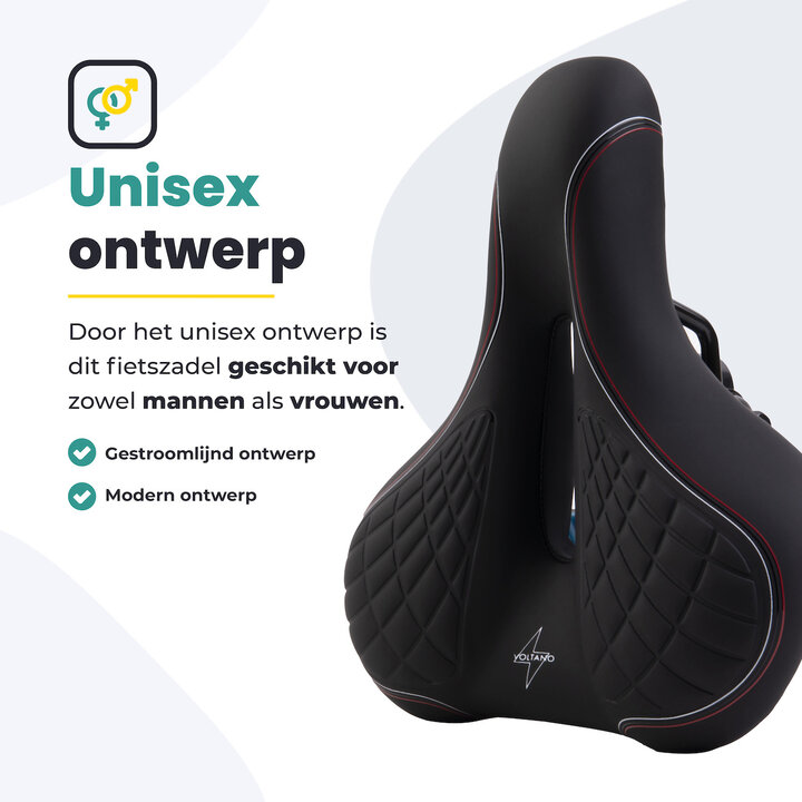 Voltano Zen Fietszadel Met Antislip Gelpads - Zwart / Rood