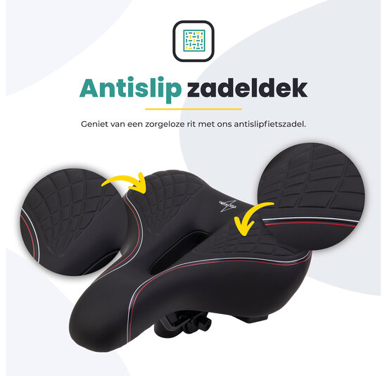 Voltano Zen Fietszadel Met Antislip Gelpads - Zwart / Rood