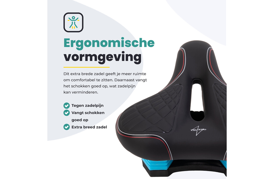 Voltano Zen Fietszadel Met Antislip Gelpads - Zwart / Rood
