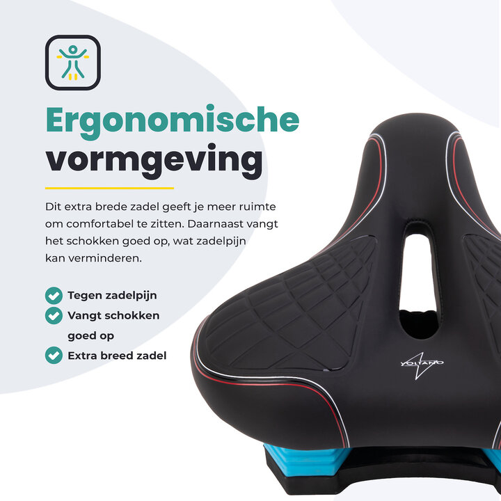 Voltano Zen Fietszadel Met Antislip Gelpads - Zwart / Rood