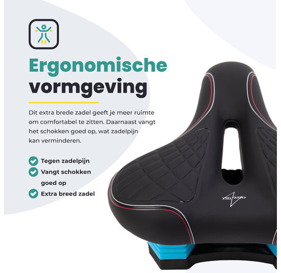 Voltano Zen Fietszadel Met Antislip Gelpads - Zwart / Rood