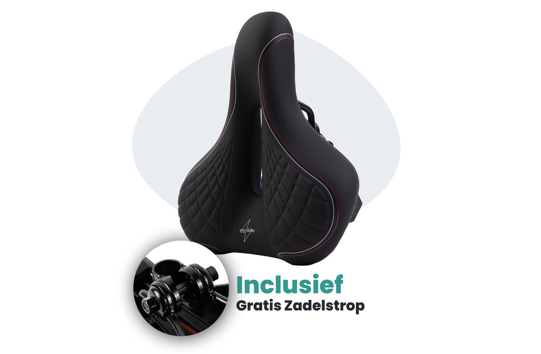 Voltano Zen Fietszadel Met Antislip Gelpads - Zwart / Rood