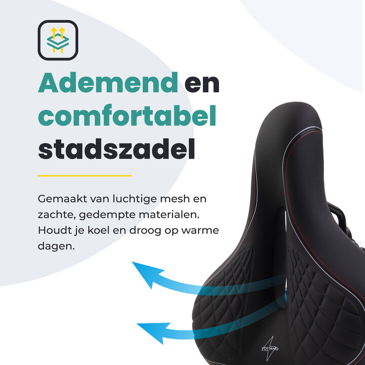 Voltano Zen Fietszadel Met Antislip Gelpads - Zwart / Rood