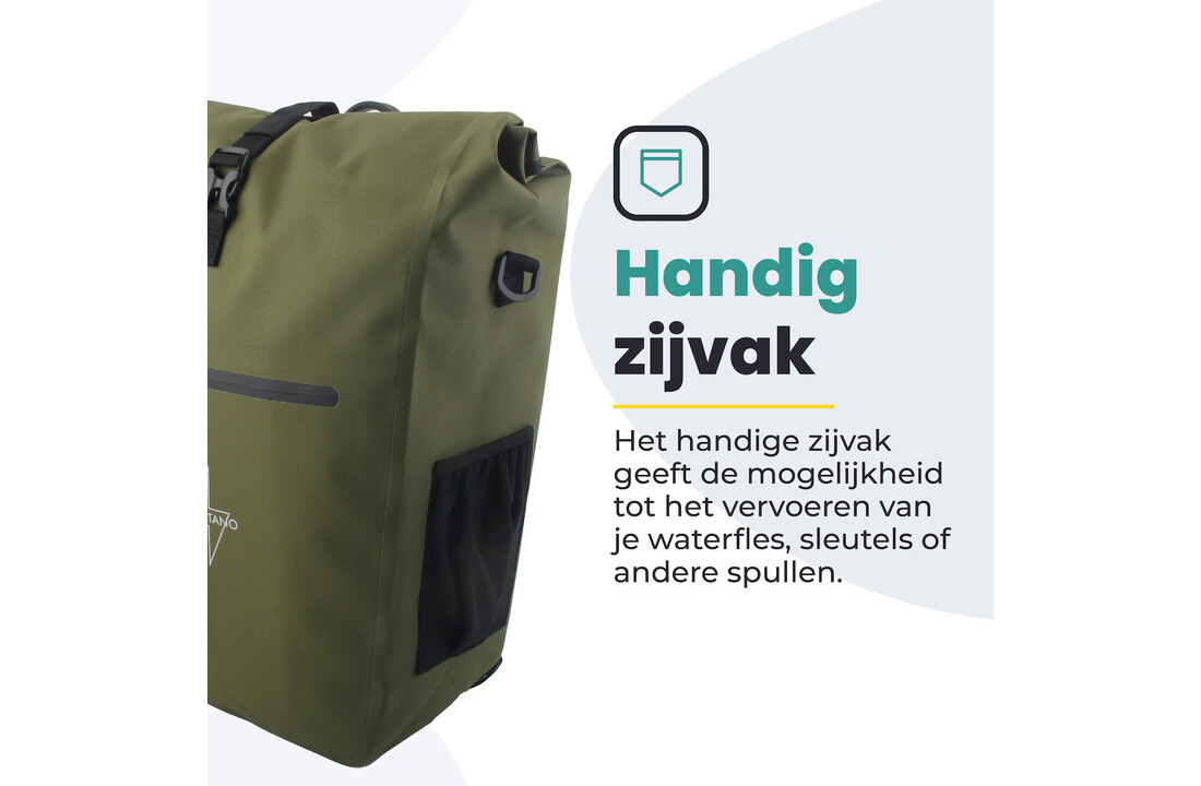 Voltano Luxe E-bike Fietstas 28L - Mos Groen - Pakaftas Met Laptop vak - 100% Waterdicht