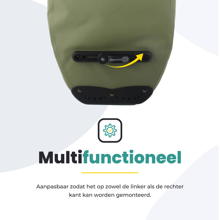 Voltano Luxe Fietstas 28L - Enkele Pakaftas - Mos Groen - 100% Waterdicht