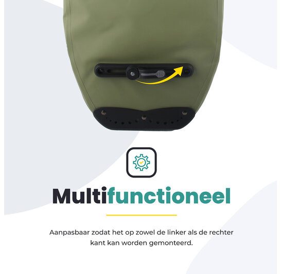 Voltano Luxe Fietstas 28L - Enkele Pakaftas - Mos Groen - 100% Waterdicht