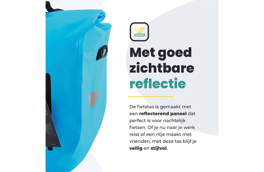 Voltano Luxe Fietstas 28L - Enkele Pakaftas - Gletsjer Blauw - 100% Waterdicht