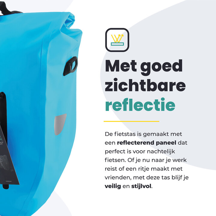 Voltano Luxe Fietstas 28L - Enkele Pakaftas - Gletsjer Blauw - 100% Waterdicht