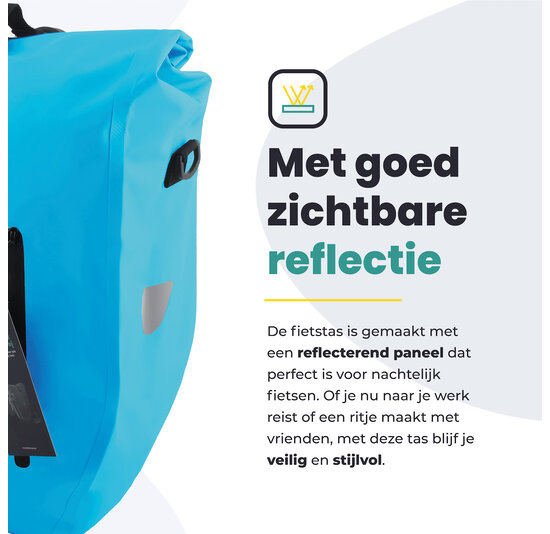 Voltano Luxe Fietstas 28L - Enkele Pakaftas - Gletsjer Blauw - 100% Waterdicht