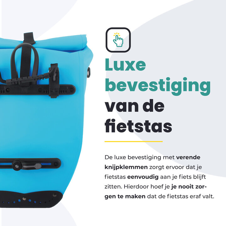 Voltano Luxe Fietstas 28L - Enkele Pakaftas - Gletsjer Blauw - 100% Waterdicht