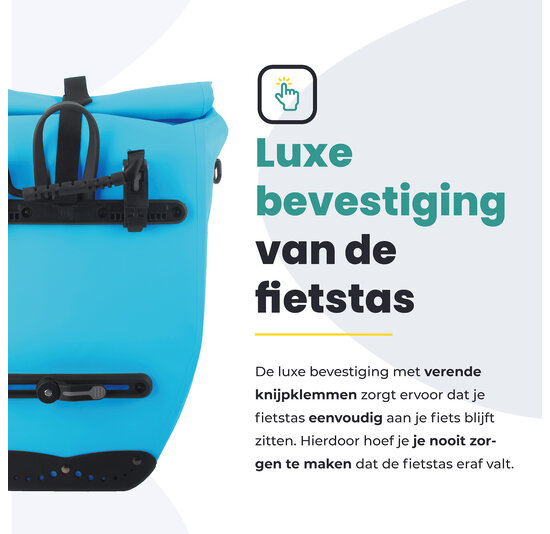 Voltano Luxe Fietstas 28L - Enkele Pakaftas - Gletsjer Blauw - 100% Waterdicht