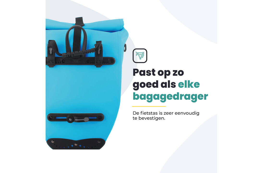 Voltano Luxe Fietstas 28L - Enkele Pakaftas - Gletsjer Blauw - 100% Waterdicht