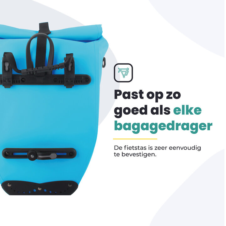 Voltano Luxe Fietstas 28L - Enkele Pakaftas - Gletsjer Blauw - 100% Waterdicht