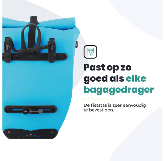 Voltano Luxe Fietstas 28L - Enkele Pakaftas - Gletsjer Blauw - 100% Waterdicht