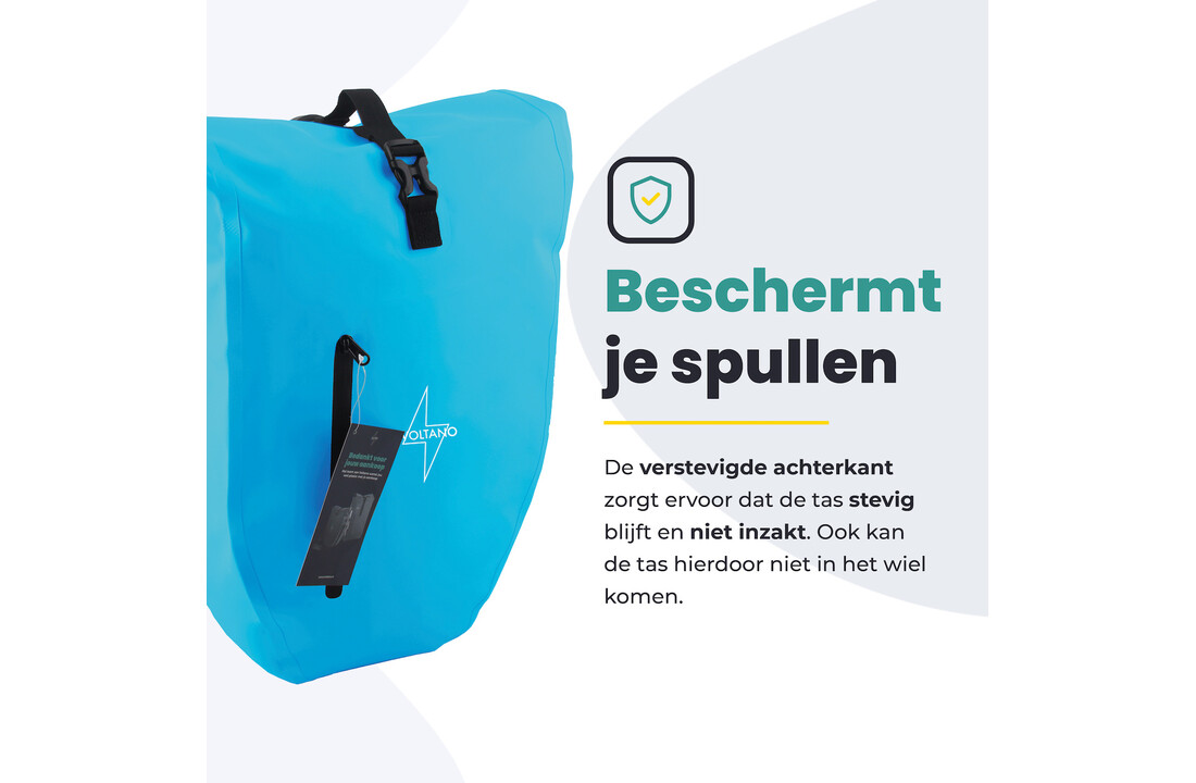 Voltano Luxe Fietstas 28L - Enkele Pakaftas - Gletsjer Blauw - 100% Waterdicht