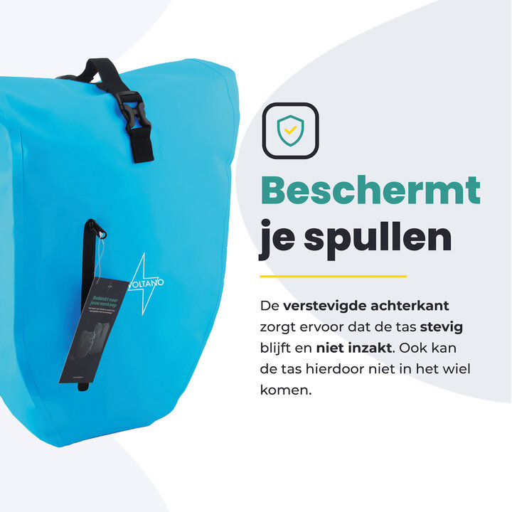 Voltano Luxe Fietstas 28L - Enkele Pakaftas - Gletsjer Blauw - 100% Waterdicht