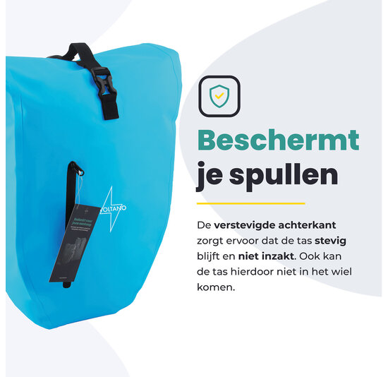 Voltano Luxe Fietstas 28L - Enkele Pakaftas - Gletsjer Blauw - 100% Waterdicht