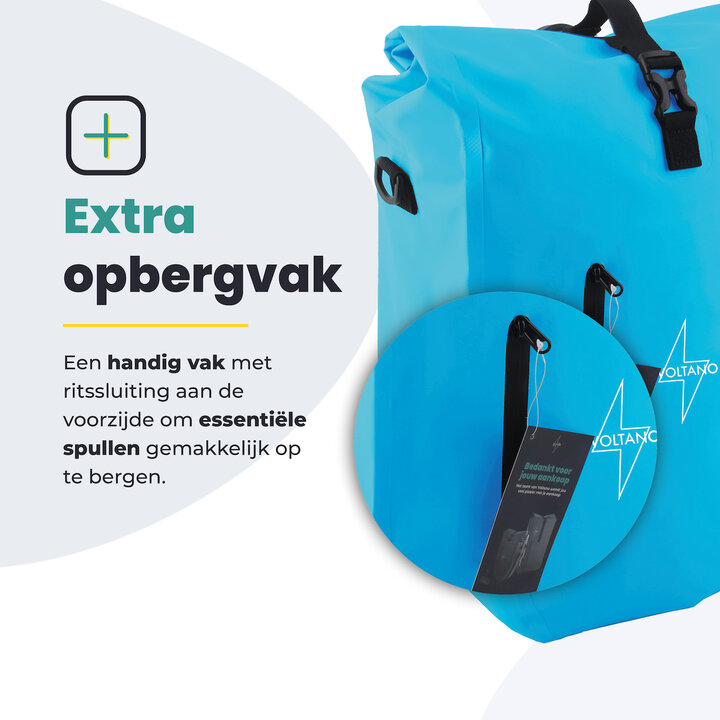 Voltano Luxe Fietstas 28L - Enkele Pakaftas - Gletsjer Blauw - 100% Waterdicht