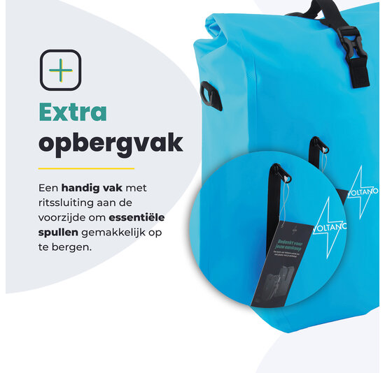 Voltano Luxe Fietstas 28L - Enkele Pakaftas - Gletsjer Blauw - 100% Waterdicht