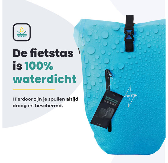 Voltano Luxe Fietstas 28L - Enkele Pakaftas - Gletsjer Blauw - 100% Waterdicht