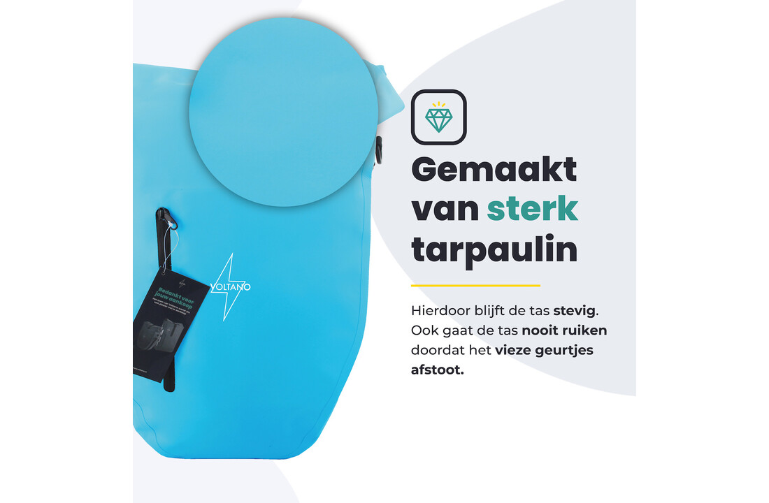 Voltano Luxe Fietstas 28L - Enkele Pakaftas - Gletsjer Blauw - 100% Waterdicht