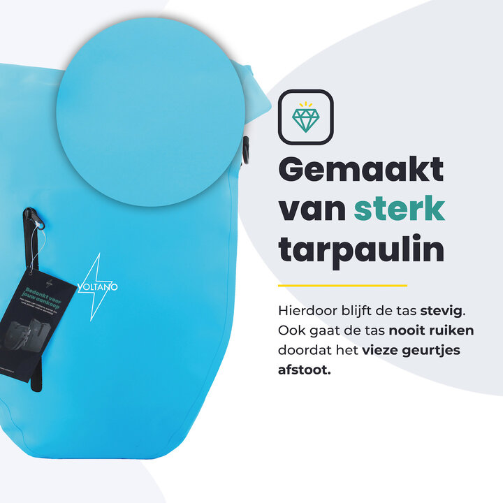 Voltano Luxe Fietstas 28L - Enkele Pakaftas - Gletsjer Blauw - 100% Waterdicht