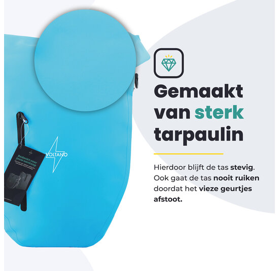Voltano Luxe Fietstas 28L - Enkele Pakaftas - Gletsjer Blauw - 100% Waterdicht