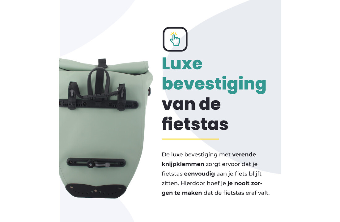 Voltano Luxe Fietstas 28L - Enkele Pakaftas - Mint Groen - 100% Waterdicht