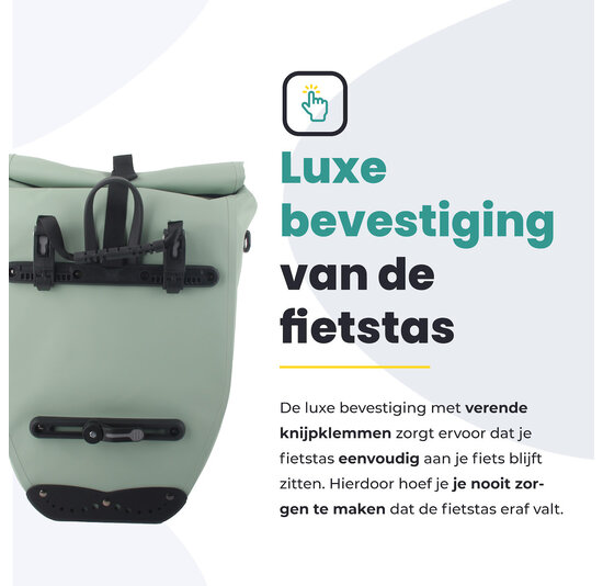 Voltano Luxe Fietstas 28L - Enkele Pakaftas - Mint Groen - 100% Waterdicht