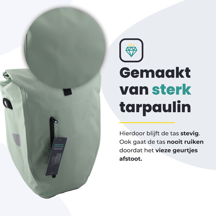 Voltano Luxe Fietstas 28L - Enkele Pakaftas - Mint Groen - 100% Waterdicht