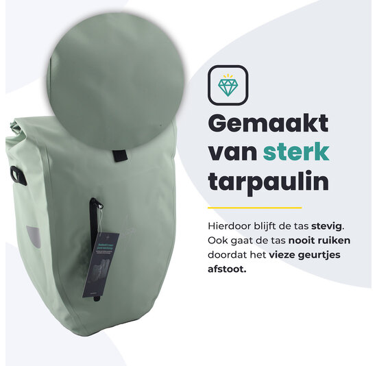 Voltano Luxe Fietstas 28L - Enkele Pakaftas - Mint Groen - 100% Waterdicht