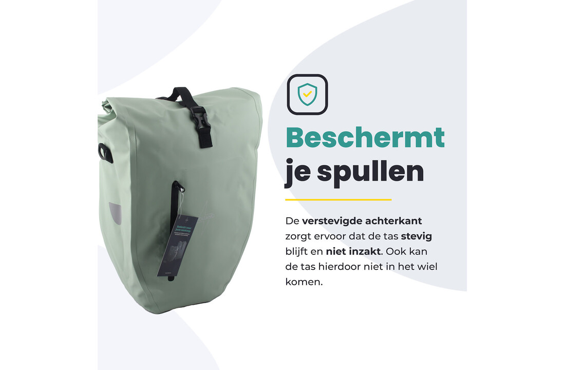 Voltano Luxe Fietstas 28L - Enkele Pakaftas - Mint Groen - 100% Waterdicht