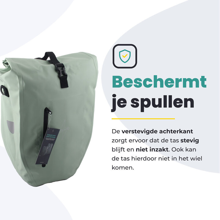 Voltano Luxe Fietstas 28L - Enkele Pakaftas - Mint Groen - 100% Waterdicht