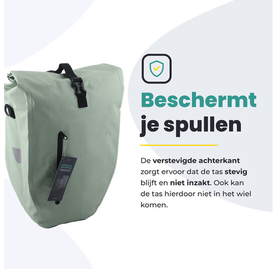 Voltano Luxe Fietstas 28L - Enkele Pakaftas - Mint Groen - 100% Waterdicht