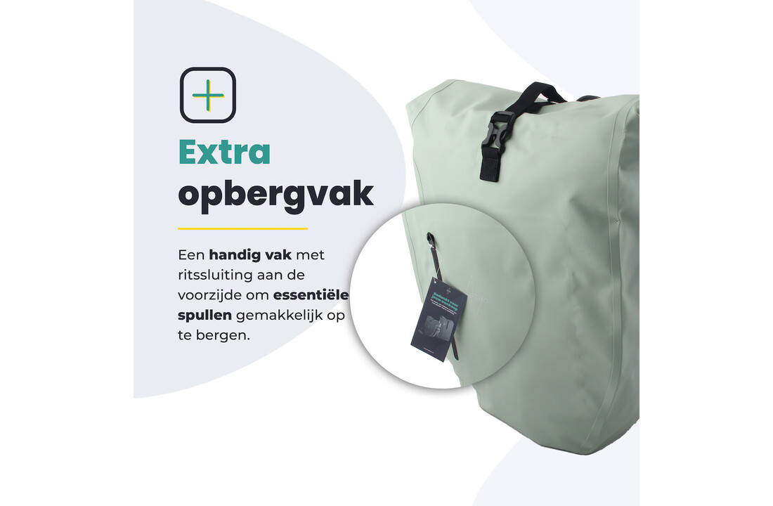 Voltano Luxe Fietstas 28L - Enkele Pakaftas - Mint Groen - 100% Waterdicht