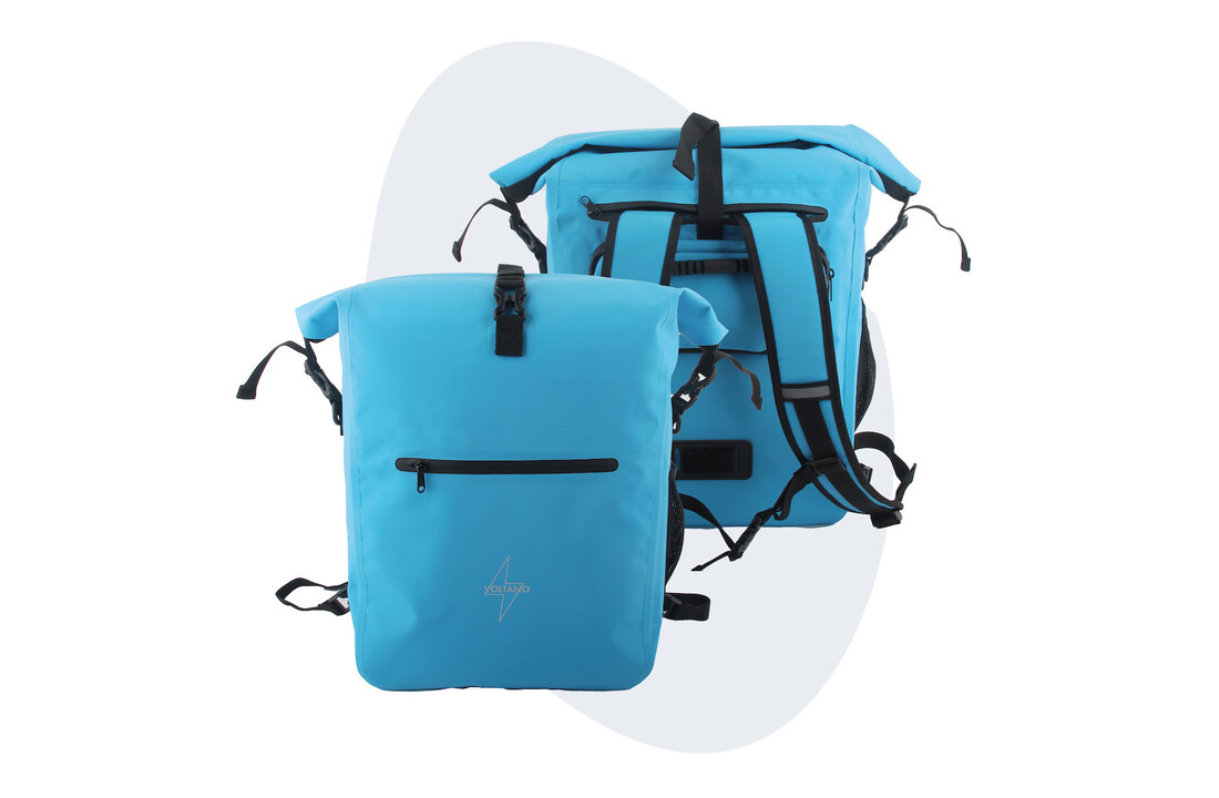 Voltano Luxe Fietstas / Rugtas 28L - Gletsjer Blauw - Enkele Pakaftas - 100% Waterdicht
