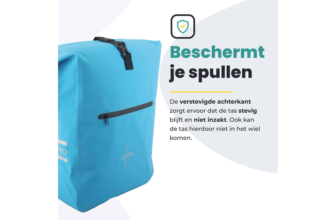 Voltano Luxe Fietstas / Rugtas 28L - Gletsjer Blauw - Enkele Pakaftas - 100% Waterdicht
