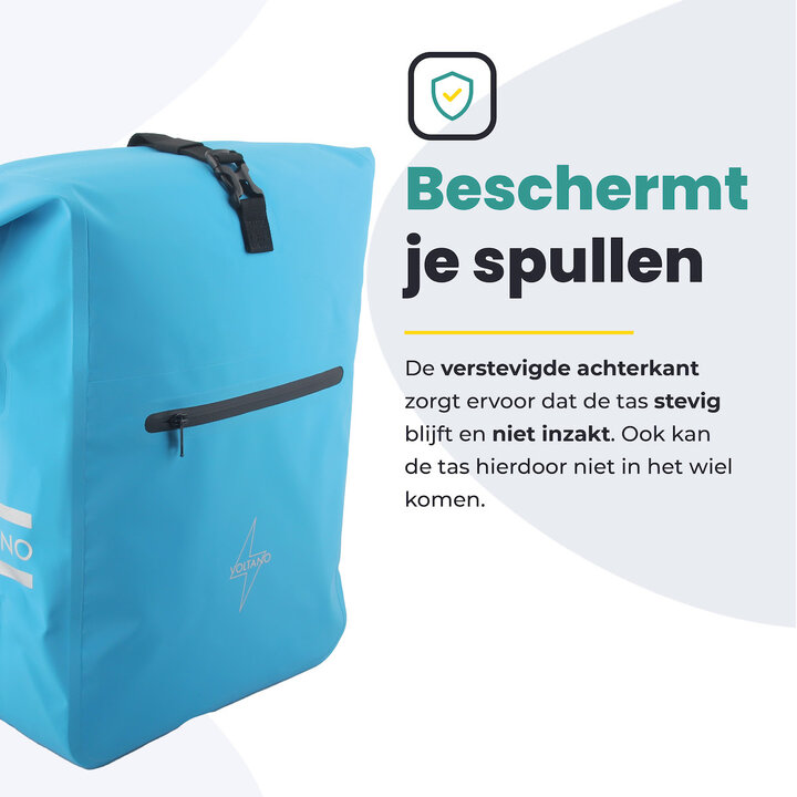 Voltano Luxe Fietstas / Rugtas 28L - Gletsjer Blauw - Enkele Pakaftas - 100% Waterdicht