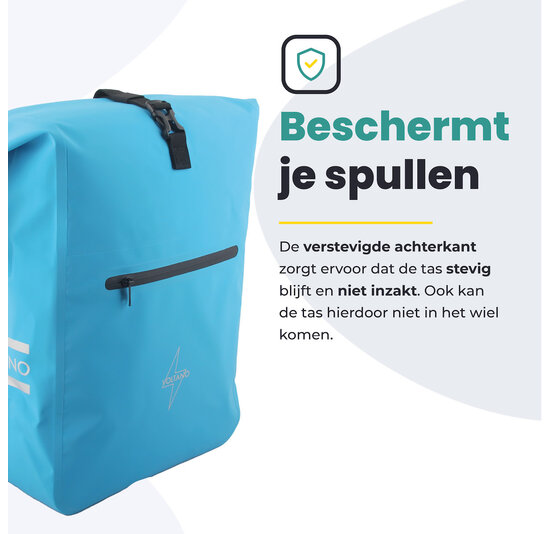 Voltano Luxe Fietstas / Rugtas 28L - Gletsjer Blauw - Enkele Pakaftas - 100% Waterdicht
