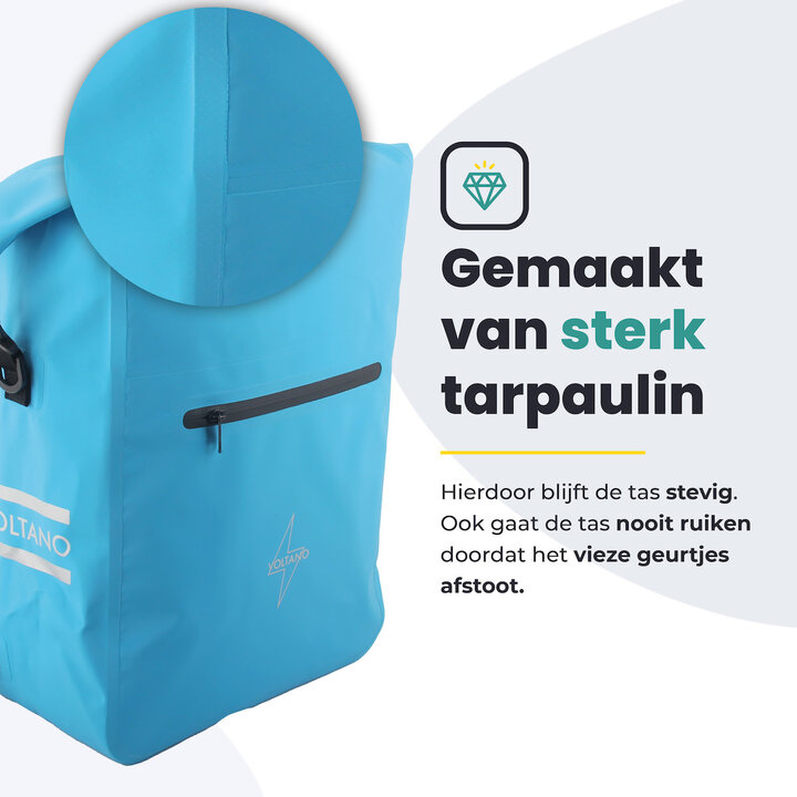 Voltano Luxe Fietstas / Rugtas 28L - Gletsjer Blauw - Enkele Pakaftas - 100% Waterdicht