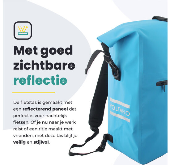 Voltano Luxe Fietstas / Rugtas 28L - Gletsjer Blauw - Enkele Pakaftas - 100% Waterdicht