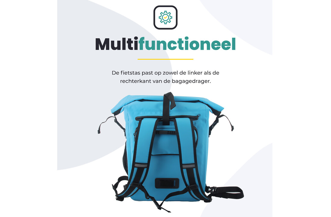 Voltano Luxe Fietstas / Rugtas 28L - Gletsjer Blauw - Enkele Pakaftas - 100% Waterdicht