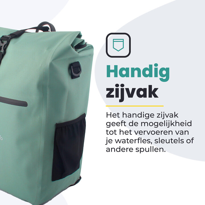 Voltano Luxe E-bike Fietstas 28L - Mint Groen - Pakaftas Met Laptop vak - 100% Waterdicht