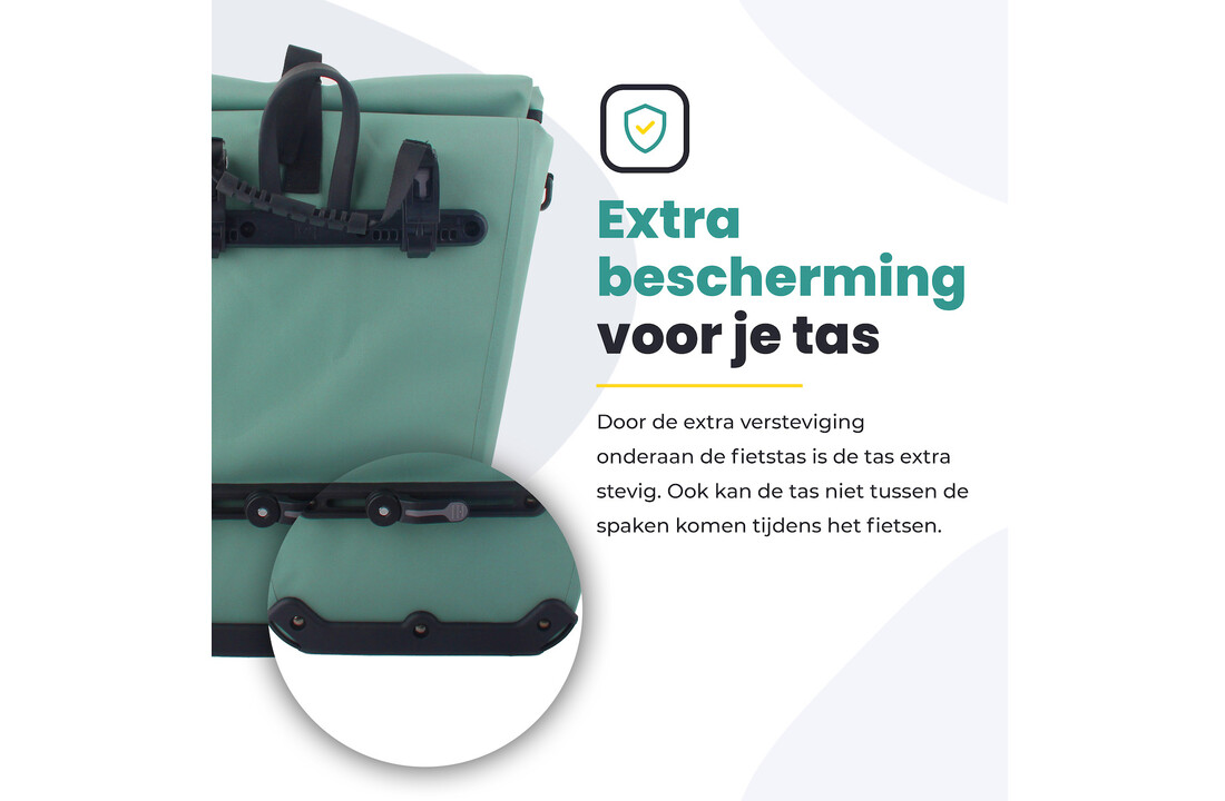 Voltano Luxe E-bike Fietstas 28L - Mint Groen - Pakaftas Met Laptop vak - 100% Waterdicht